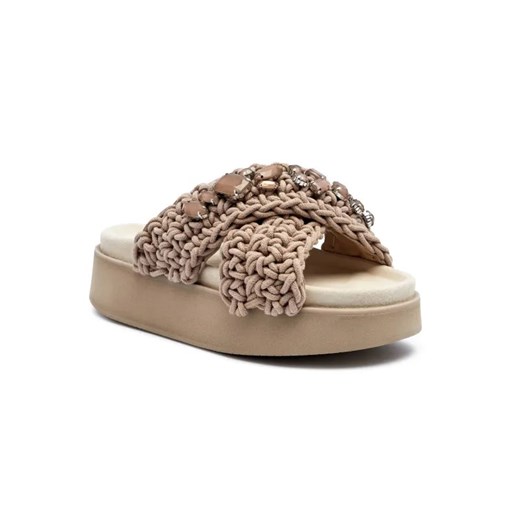 INUIKII Klapki WOVEN STONES PLATFORM | z dodatkiem skóry ze sklepu Gomez Fashion Store w kategorii Klapki damskie - zdjęcie 185379203