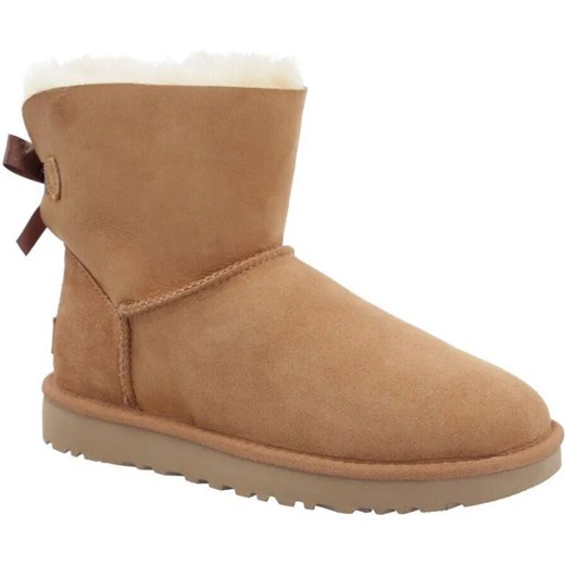 UGG Skórzane śniegowce mini bailey bow II | z dodatkiem wełny ze sklepu Gomez Fashion Store w kategorii Śniegowce damskie - zdjęcie 185379262