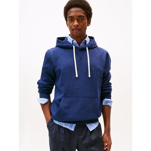 Tommy Hilfiger Męski sweter z kapturem Mężczyźni Materiał dresowy indygo jednolity ze sklepu vangraaf w kategorii Bluzy męskie - zdjęcie 185384690