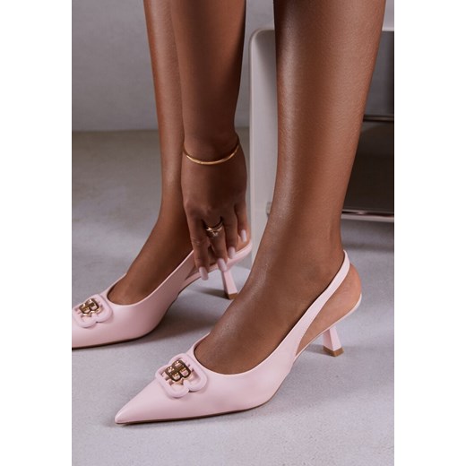 Różowe Czółenka Sandały Vices na Kaczuszce Typu Slingback Ozdobione Metaliczną Aplikacją Lilarunea ze sklepu renee.pl w kategorii Czółenka - zdjęcie 185384814