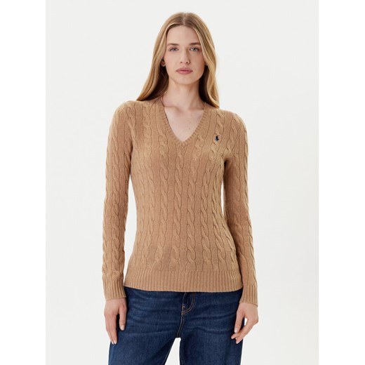 Polo Ralph Lauren Sweter 211971866002 Beżowy Slim Fit ze sklepu MODIVO w kategorii Swetry damskie - zdjęcie 185384952