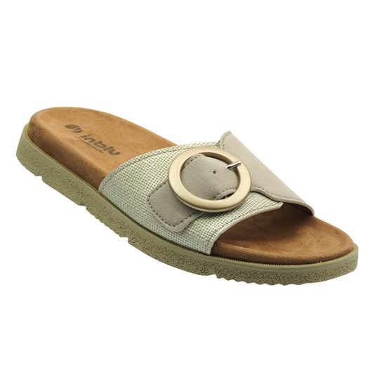 Klapki damskie z klamrą beżowe INBLU NR-04 ze sklepu ulubioneobuwie w kategorii Klapki damskie - zdjęcie 185385990