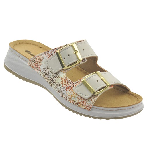 Klapki damskie z klamrami beżowe INBLU SD-01 ze sklepu ulubioneobuwie w kategorii Klapki damskie - zdjęcie 185386042