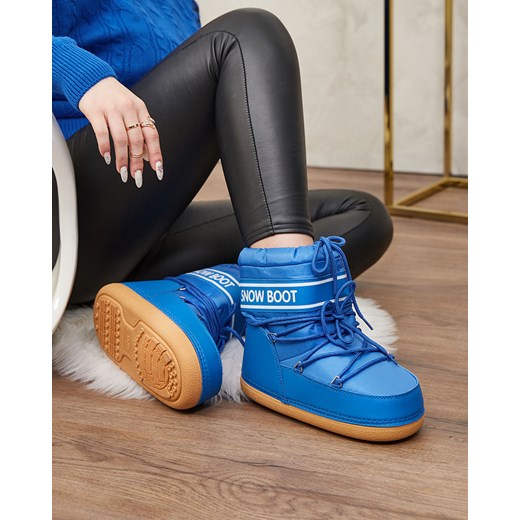 Royalfashion Niebieskie śniegowce damskie ze ściągaczem Soblesia ze sklepu royalfashion.pl w kategorii Śniegowce damskie - zdjęcie 185386992