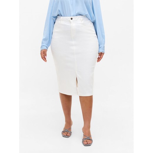 Zizzi Spódnica jeansowa J10771A Biały Regular Fit ze sklepu MODIVO w kategorii Spódnice - zdjęcie 185387964