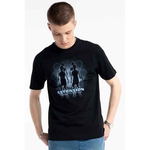 Czarny t-shirt z autorską grafiką z przodu, rozmiar - 146, kolor - czarny ze sklepu REPORTER w kategorii T-shirty chłopięce - zdjęcie 185389002