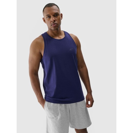 Męski top regular 4F 4FWMM00TSLEM126 - granatowy ze sklepu Sportstylestory.com w kategorii T-shirty męskie - zdjęcie 185389571