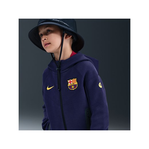 Piłkarska bluza z kapturem i zamkiem na całej długości dla dużych dzieci (chłopców) Nike FC Barcelona Tech - Fiolet ze sklepu Nike poland w kategorii Bluzy chłopięce - zdjęcie 185389623