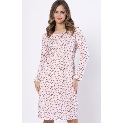 Bawełniana koszula nocna Gelazja 1625, Kolor jasnoróżowy-wzór, Rozmiar M, Leveza ze sklepu Primodo w kategorii Koszule nocne - zdjęcie 185389823