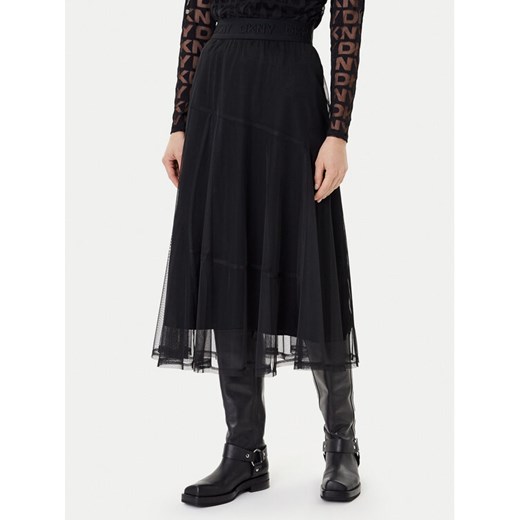 DKNY Spódnica midi P5GG7CMD Czarny Regular Fit ze sklepu MODIVO w kategorii Spódnice - zdjęcie 185391161