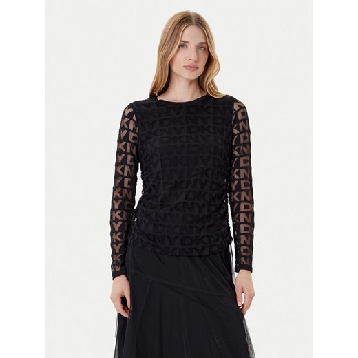 DKNY Bluzka P53HFWMF Czarny Regular Fit ze sklepu MODIVO w kategorii Bluzki damskie - zdjęcie 185391244