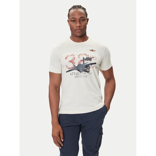 Aeronautica Militare T-Shirt 252TS2472UJ00708 Écru Regular Fit ze sklepu MODIVO w kategorii T-shirty męskie - zdjęcie 185391273