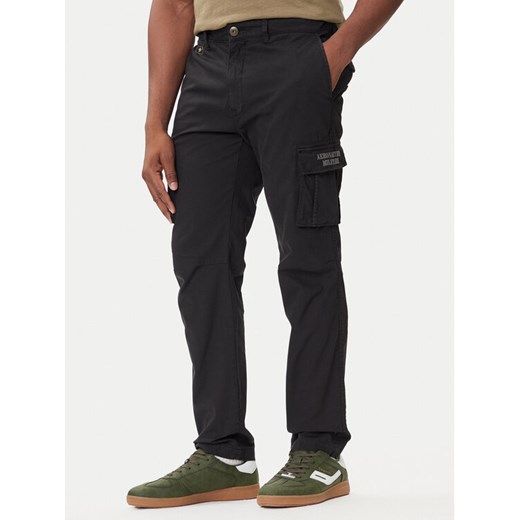 Aeronautica Militare Spodnie materiałowe 252PA1329UCT0244 Czarny Regular Fit ze sklepu MODIVO w kategorii Spodnie męskie - zdjęcie 185391291