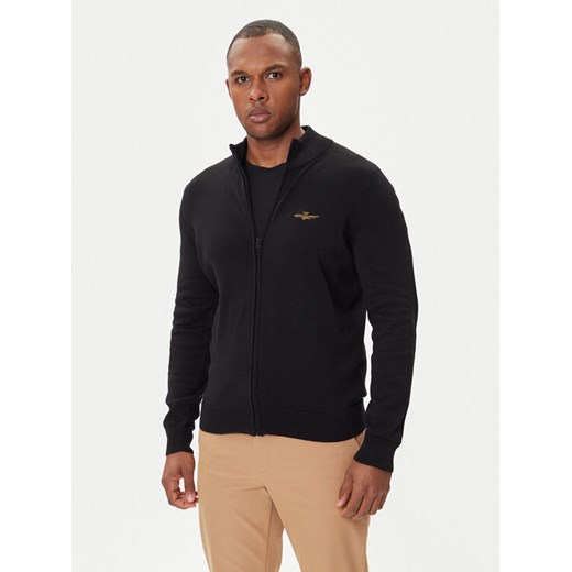 Aeronautica Militare Kardigan 252MA1580UL00506 Czarny Regular Fit ze sklepu MODIVO w kategorii Swetry męskie - zdjęcie 185391340