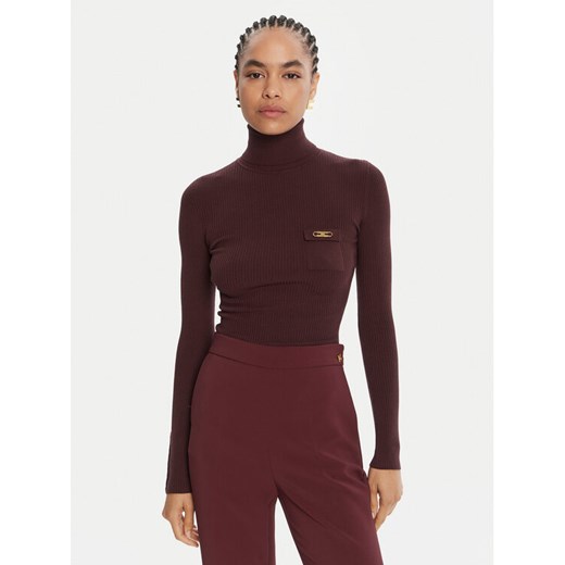 Elisabetta Franchi Golf MK-11B-56E2-V290 Bordowy Slim Fit ze sklepu MODIVO w kategorii Swetry damskie - zdjęcie 185391352