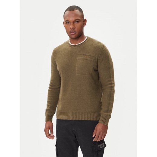 Aeronautica Militare Sweter 252MA1586UL00904 Zielony Regular Fit ze sklepu MODIVO w kategorii Swetry męskie - zdjęcie 185391412