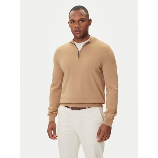 BOSS Sweter Ebenji  50528300 Beżowy Regular Fit ze sklepu MODIVO w kategorii Swetry męskie - zdjęcie 185391420
