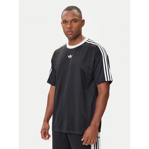 adidas T-Shirt adicolor Jacquard JW5876 Czarny Loose Fit ze sklepu MODIVO w kategorii T-shirty męskie - zdjęcie 185391441