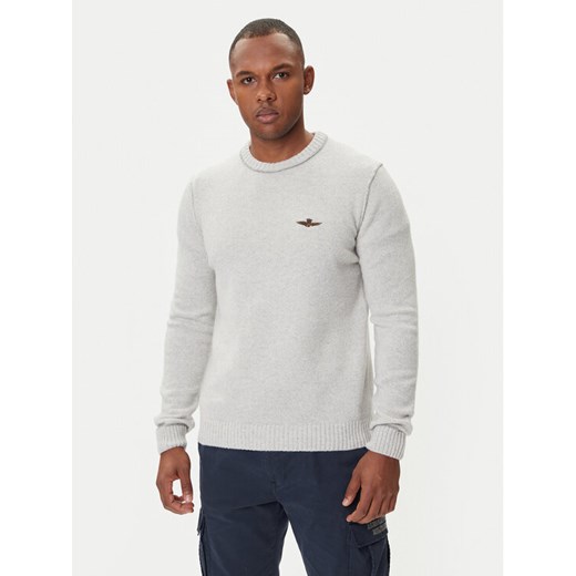 Aeronautica Militare Sweter 252MA1608UL00924 Beżowy Regular Fit ze sklepu MODIVO w kategorii Swetry męskie - zdjęcie 185391554