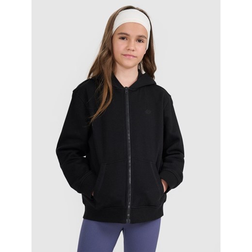 Dziewczęca bluza rozpinana z kapturem 4F 4FJRMM00TSWSF2464 - czarny ze sklepu Sportstylestory.com w kategorii Bluzy dziewczęce - zdjęcie 185395553