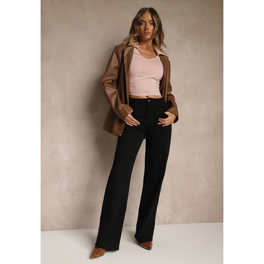 Czarne Jeansy High Waist z Szeroką Nogawką Riloresa ze sklepu renee.pl w kategorii Jeansy damskie - zdjęcie 185396401