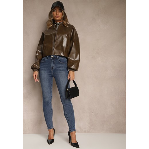Granatowe Jeansy High Waist z Prostą Nogawką Ellinne ze sklepu renee.pl w kategorii Jeansy damskie - zdjęcie 185396411