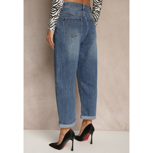 Niebieskie Jeansy Regular Wiast o Fasonie Mom Fit Gondie Renee XL renee.pl
