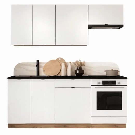 Komplet 6 szafek kuchennych biały + dąb artisan 200 cm - Elandro 27X ze sklepu Edinos.pl w kategorii Dom - zdjęcie 185398214