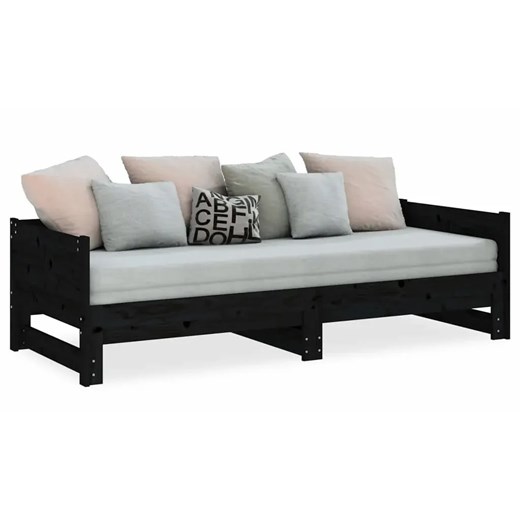 Czarne łóżko rozkładane z litego drewna 2x(80x200) cm - Eluwin 3X ze sklepu Edinos.pl w kategorii Łóżka i materace - zdjęcie 185398582