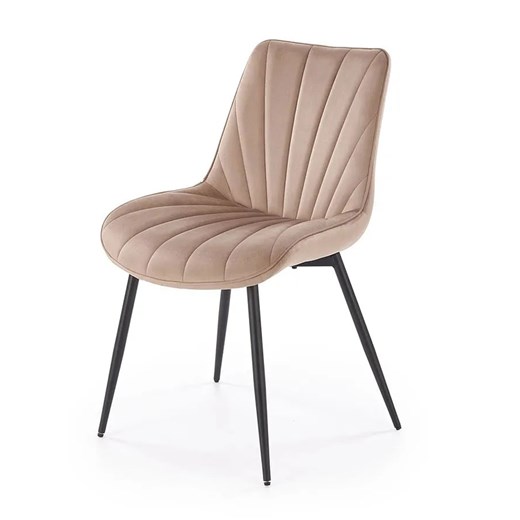 Nowoczesne beżowe krzesło welurowe K9-R87 ze sklepu Edinos.pl w kategorii Krzesła - zdjęcie 185398844