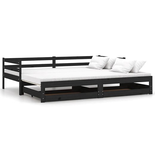 Wysuwane łóżko z szufladami czarny - Ikis 3X 90 / 180 x 200 cm ze sklepu Edinos.pl w kategorii Łóżka i materace - zdjęcie 185399701