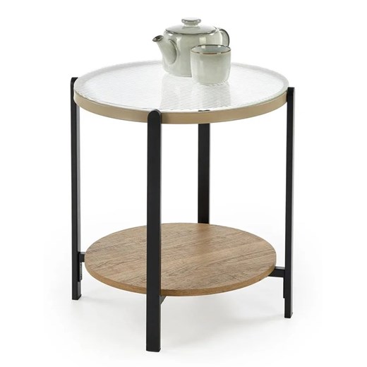 Okrągła szklana ława na metalowej podstawie R0-N46 ze sklepu Edinos.pl w kategorii Dom - zdjęcie 185400342