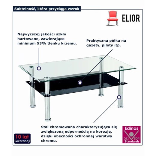 Prostokątna ława szklana B9-G26 Edinos Edinos.pl