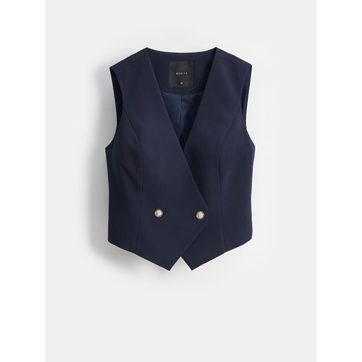 Mohito - Elegancka granatowa kamizelka - granatowy ze sklepu Mohito w kategorii Kamizelki damskie - zdjęcie 185403581