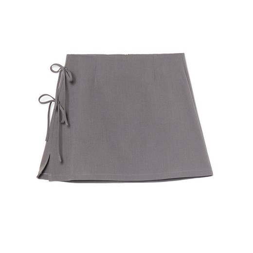 Cropp - Szara spódniczka mini z wiązaniami - szary Cropp S Cropp