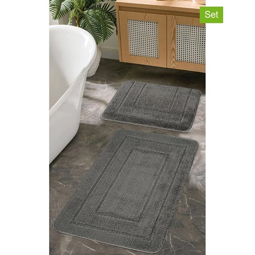 Colourful Cotton Dywaniki łazienkowe (2 szt.) &quot;Cerceve&quot; w kolorze antracytowym ze sklepu Limango Polska w kategorii Akcesoria łazienkowe - zdjęcie 185403972