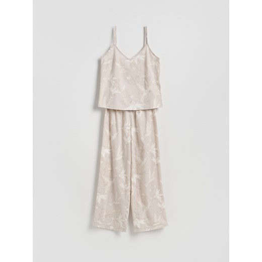 Reserved - Wzorzysta dwuczęściowa piżama - beżowy Reserved XXL Reserved