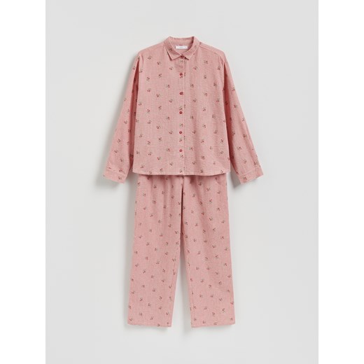 Reserved - Dwuczęściowa piżama z bawełny - czerwony Reserved L Reserved