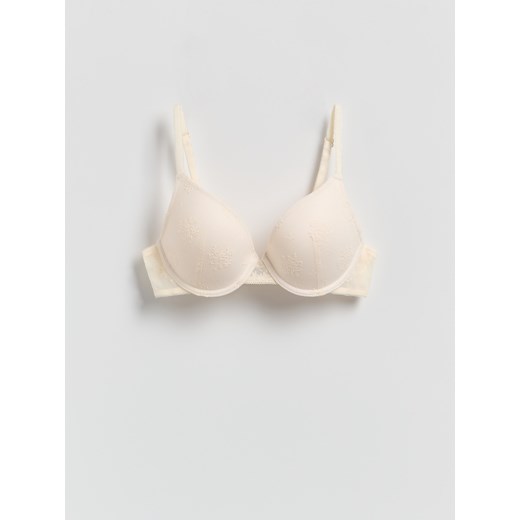 Reserved - Biustonosz push up z koronką - złamana biel Reserved 75B Reserved