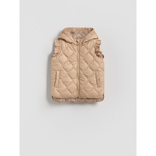 Reserved - Pikowana kamizelka z kapturem - beżowy ze sklepu Reserved w kategorii Kamizelki dziewczęce - zdjęcie 185405402