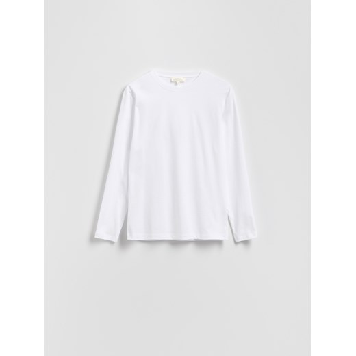Reserved - Bawełniany longsleeve - biały ze sklepu Reserved w kategorii T-shirty męskie - zdjęcie 185405750