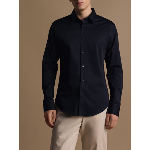 Reserved - Bawełniana koszula slim fit - granatowy Reserved L Reserved