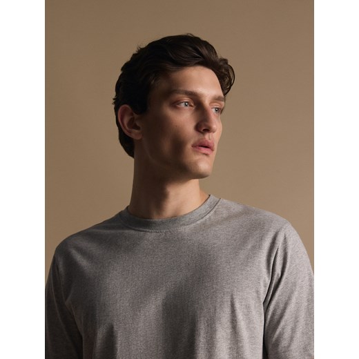 Reserved - Bawełniany t-shirt regular fit - szary ze sklepu Reserved w kategorii T-shirty męskie - zdjęcie 185406121