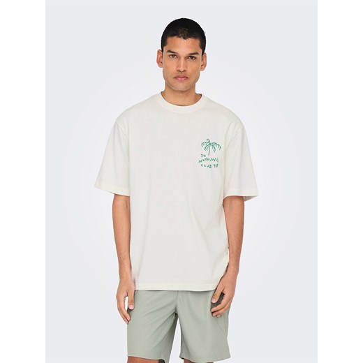 ONLY &amp; SONS Koszulka &quot;Milo&quot; w kolorze biało-zielonym ze sklepu Limango Polska w kategorii T-shirty męskie - zdjęcie 185407280