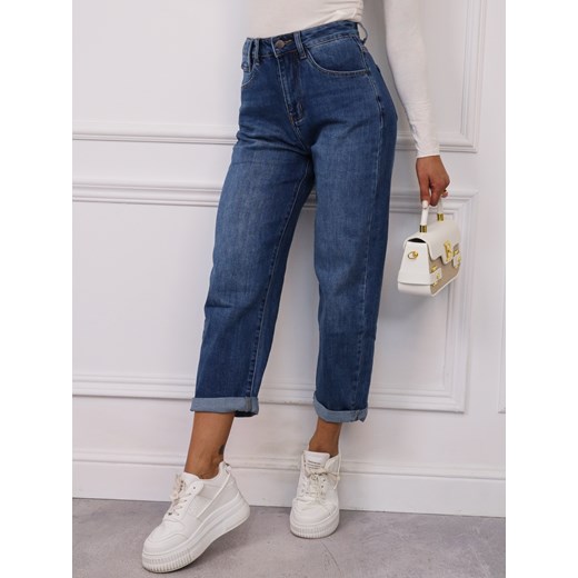 SPODNIE JEANSOWE MOM FIT- NIEBIESKIE ze sklepu olika.com.pl w kategorii Jeansy damskie - zdjęcie 185407910