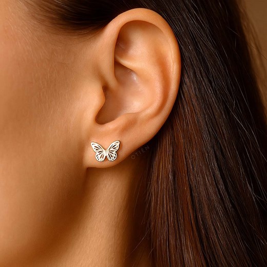 Kolczyki motyle srebrne piękne ze stali szlachetnej ze sklepu otien.com w kategorii Kolczyki - zdjęcie 185408051