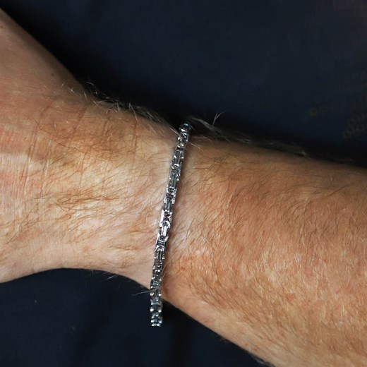 Bransoletka srebrna męska splot królewski 4 mm stal chirurgiczna ze sklepu otien.com w kategorii Bransolety - zdjęcie 185408061