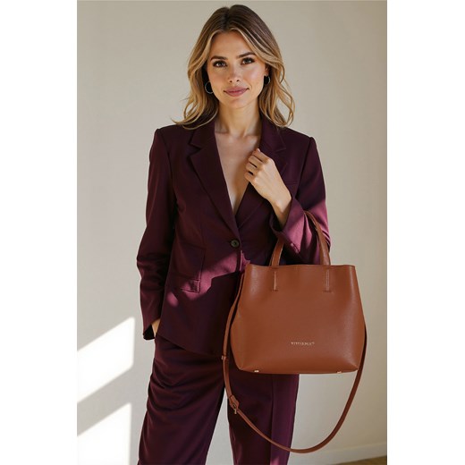 Torebka do ręki Vivisence T0015 brązowy ze sklepu kontri.pl w kategorii Torby Shopper bag - zdjęcie 185408094