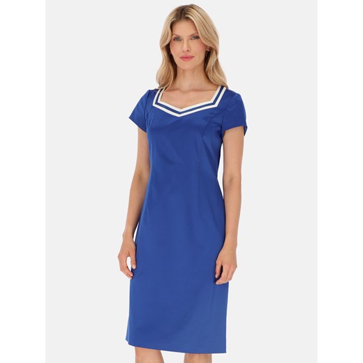Niebieska wizytowa sukienka koronkowa Potis & Verso Riccio ze sklepu Eye For Fashion w kategorii Sukienki - zdjęcie 185408123