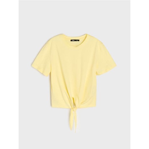 Sinsay - Koszulka wiązana w talii - yellow jeans ze sklepu Sinsay w kategorii Bluzki damskie - zdjęcie 185409950